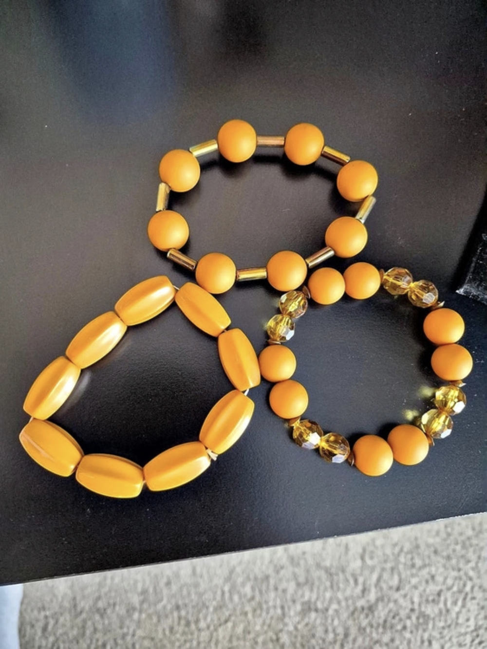 Mustard Color Beaded Bracelet Set Like New